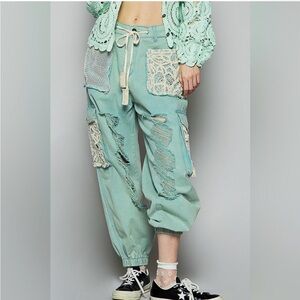 POL Teal Distressed Joggers